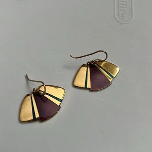 Vintage purple and gold tone earrings